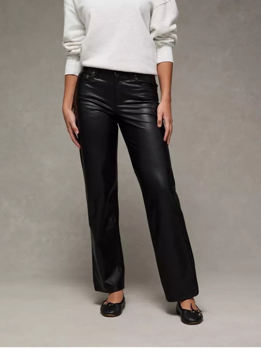 American Eagle Curvy Stovepipe Faux Leather Pants Black NWT Size 2